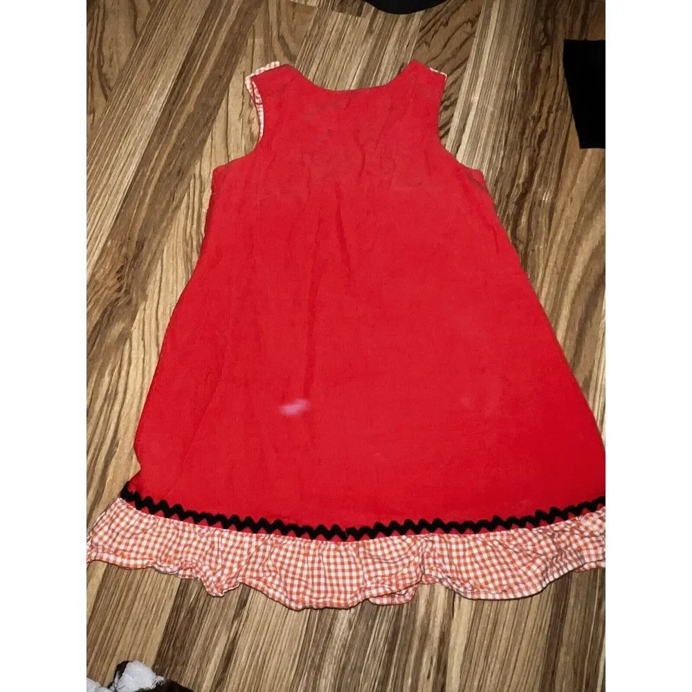 Vintage Glorimont Halloween Toddler Girls Corduroy‎  Dress Size 4 Black Cat